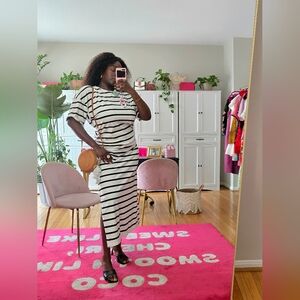 ASOS Design - Black & White Striped Maxi Dress